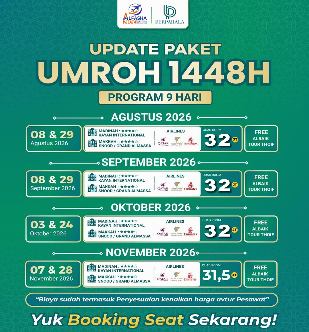 UPDATE PAKET UMROH 9 HARI